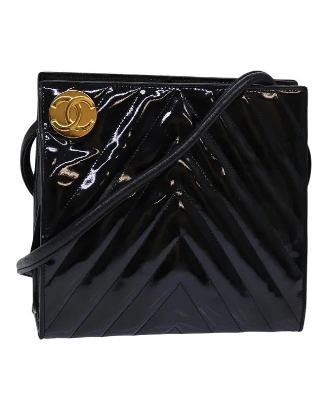 Feminine Style Promotions V Stitch Enamel Shoulder Bag with CC Mark Chic Bags, Shop Now & Save