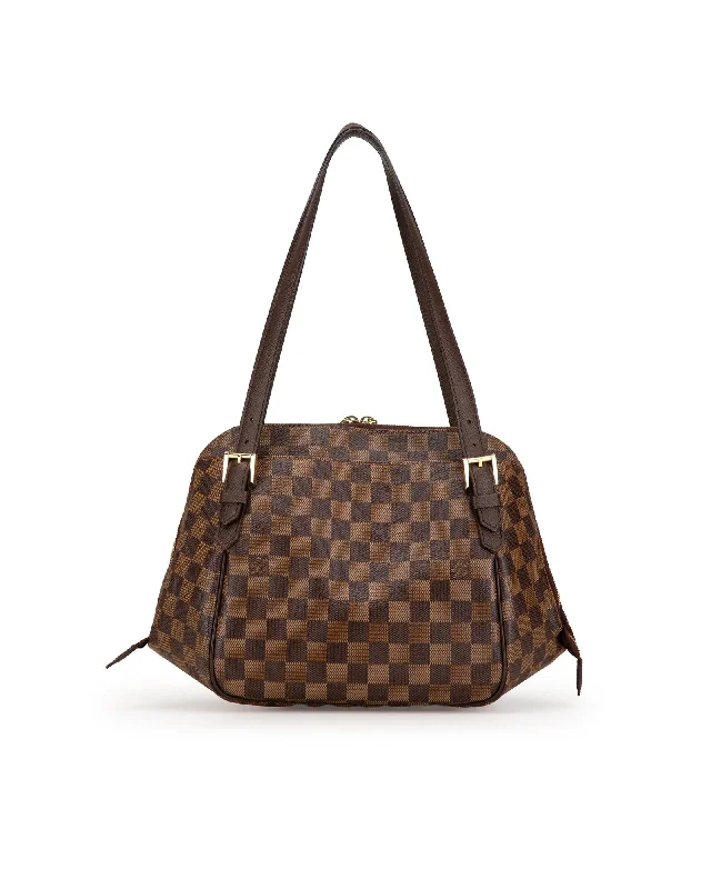 Smart Casual Deals Damier Ebene Canvas Tote with Leather Trim and Slip Pockets Luxury Handbags, Budget-Friendly