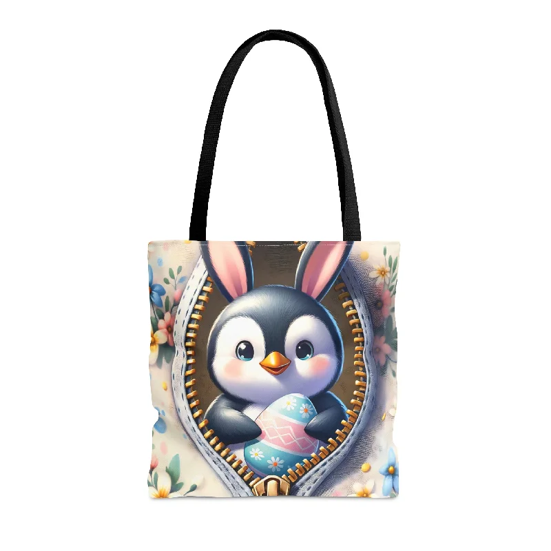 Discounted Designer Bags On Sale Tote Bag, Easter, Cute Penguin with Bunny Ears, Personalised/Non-Personalised Tote bag Best Handbag Sale Of The Season