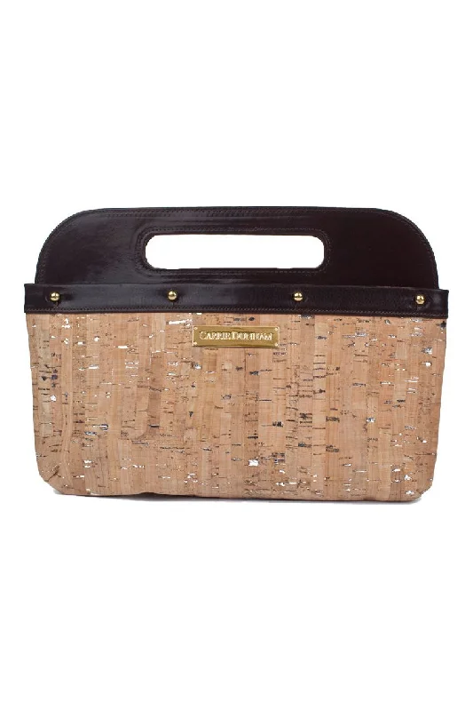 Silver Cork w/ Leather Trim Clutch Cover The Best Handbag Offers Are Here