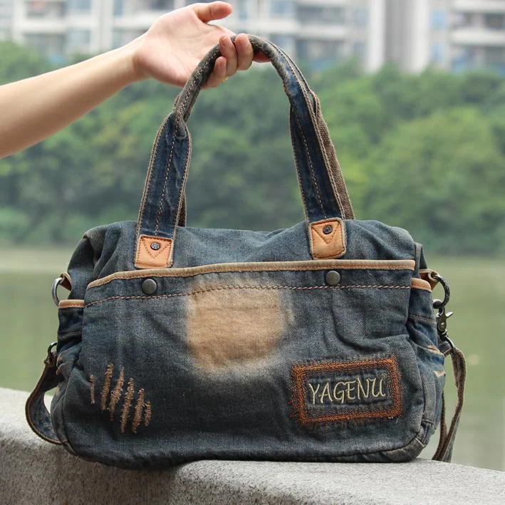 Blue Denim Mens Womens Casual Large Handbag Messenger Bags Jean Handbags Shoulder Bag For Men Shop Timeless And Trendy Bags At Limited-Time Discounts