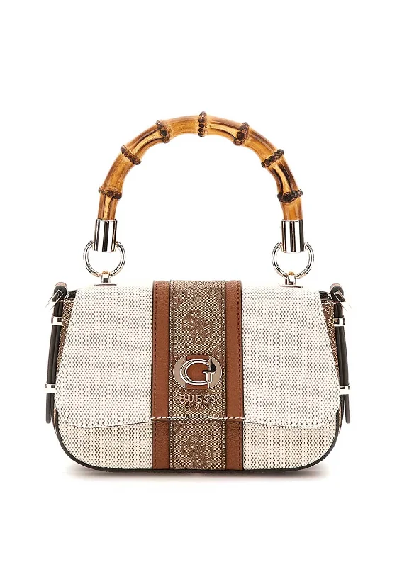 Guess Kermina 4G Logo Bamboo Handle Mini Grab Bag, Natural Latte The Best Handbag Sale Of The Season