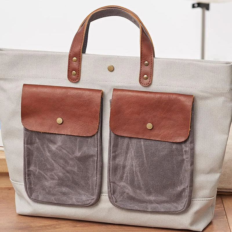 Mens Leather Canvas Large Handbag Canvas Tote Bag Canvas Briefcase for Men Elegant Purses At Clearance Prices