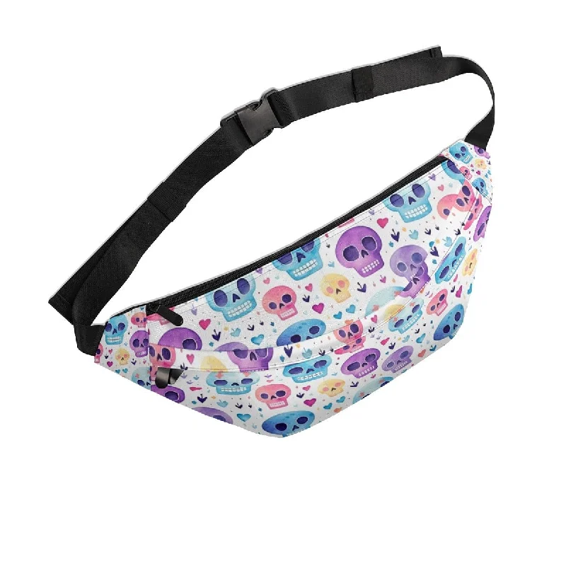 Pastel Skulls Large Fanny Pack Classic Bags, Exclusive Deals