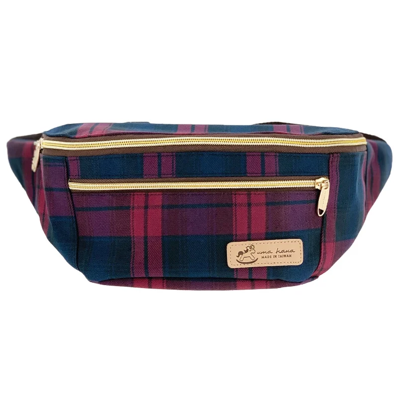 Red & Blue Tartan Plaid Fanny Pack Stylish Totes With Special Discounts
