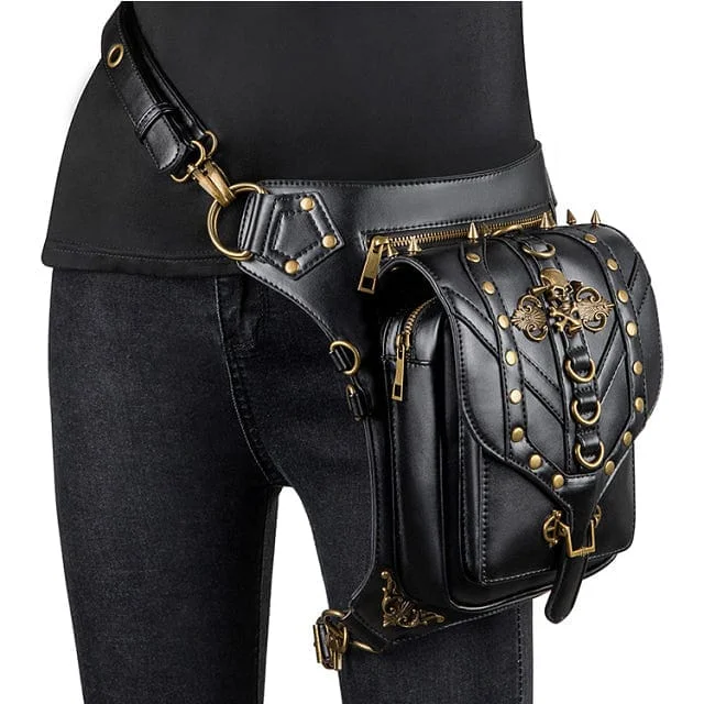 Steampunk Leather Retro Skull Ring Rivet Leg Bags Statement Bags, Shop Today