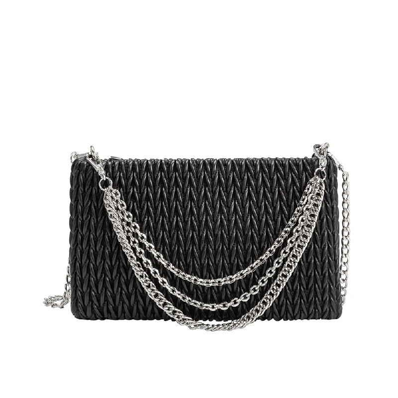 Fashion Forward, Function First Erin Black Padded Quilted Crossbody Clutch - FINAL SALE High-Fashion Handbags At Reduced Costs