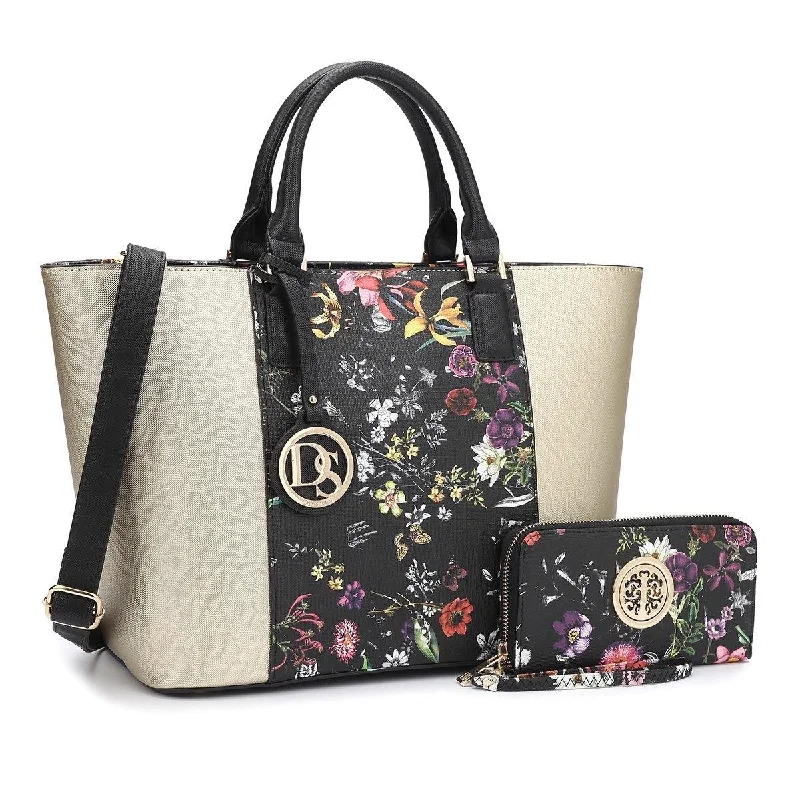 Special Offer For You Fashion Stitching Color Large Tote Bag with Matching Wallet l Dasein Seasonal Sale On Trendy Handbags