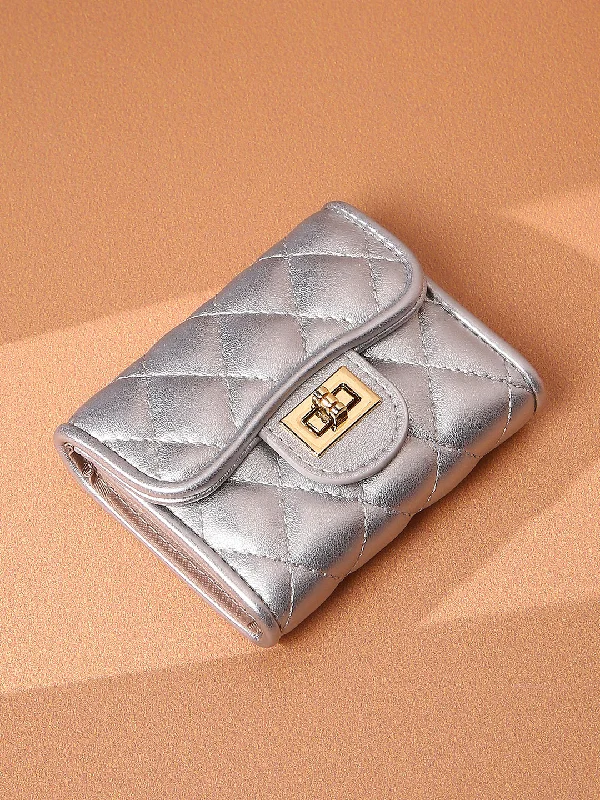 Premium Style Offers Inc.5 Women Silver Textured Card Holder Wallet Everyday Bags, Budget-Friendly